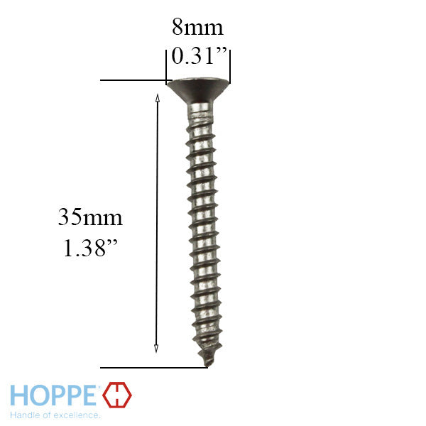 Hoppe Stainless Steel Wood Screw 8mm Head 35mm Length - Hoppe Stainless Steel Wood Screw 8mm Head 35mm Length