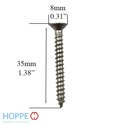 Hoppe Stainless Steel Wood Screw 8mm Head 35mm Length - Hoppe Stainless Steel Wood Screw 8mm Head 35mm Length