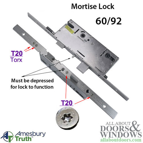 Amesbury Truth P2000 Active Single Point Mortise Lock 45/92 European Cylinder - Amesbury Truth P2000 Active Single Point Mortise Lock 45/92 European Cylinder
