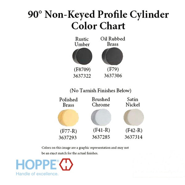 35.5/10 New Style HOPPE Inactive 90° Non-Keyed Profile Cylinder Lock, Solid Brass, Choose Finish - 35.5/10 New Style HOPPE Inactive 90° Non-Keyed Profile Cylinder Lock, Solid Brass, Choose Finish