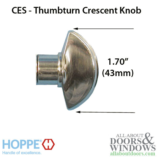 Crescent Knob for Sliding door HLS9000 Thumbturn Shaft - Resista Brass - Crescent Knob for Sliding door HLS9000 Thumbturn Shaft - Resista Brass