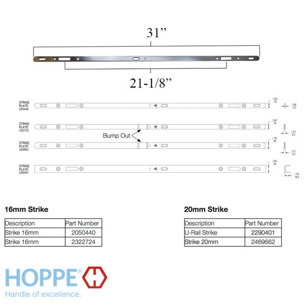 Hoppe Multipoint Lock - 2 Hooks, 30mm Sliding Door Lock, 20mm Face - Hoppe Multipoint Lock - 2 Hooks, 30mm Sliding Door Lock, 20mm Face