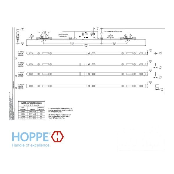 Hoppe 2 Point Sliding Door Lock Strike - 16mm Face, 5.3mm Thick, 30