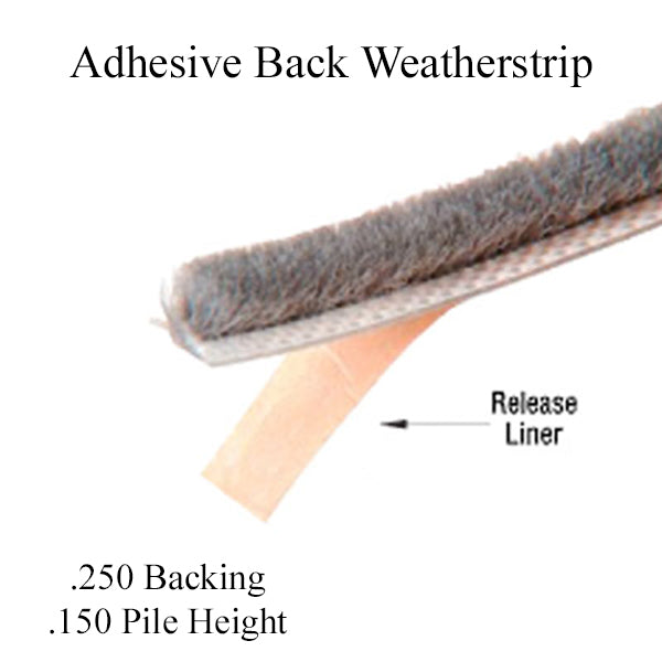 Adhesive Back Weatherstrip .250 Backing x .150 Pile - Adhesive Back Weatherstrip .250 Backing x .150 Pile