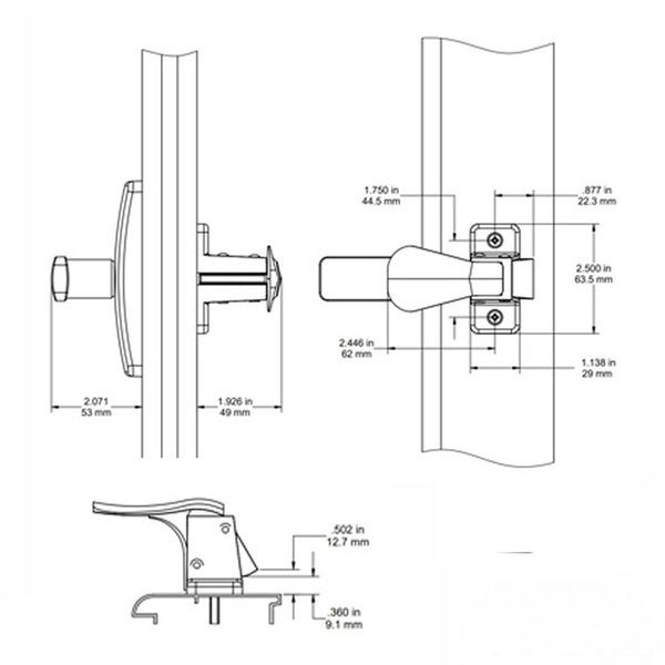 Modern Storm Door Straight Lever with Inside Push Paddle - Modern Storm Door Straight Lever with Inside Push Paddle