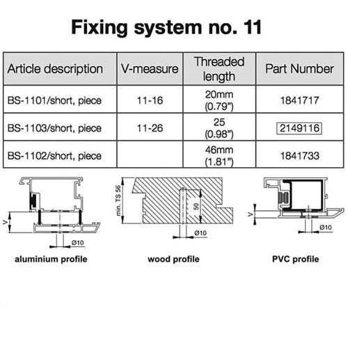 HOPPE Handle Fixing Bolt for One Side Mount Pull Handles - HOPPE Handle Fixing Bolt for One Side Mount Pull Handles