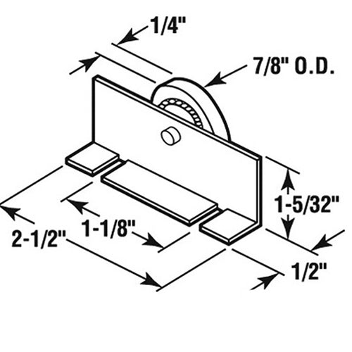Ball Bearing Roller with Bracket for Shower Doors 7/8