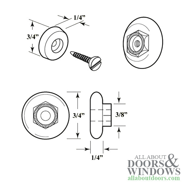 3/4 Inch Oval Sliding Shower Door Rollers and Clear Bumper Set - 3/4 Inch Oval Sliding Shower Door Rollers and Clear Bumper Set