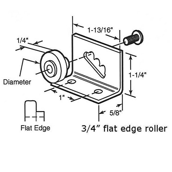 Shower door roller: 3/4 Flat Wheel w/ Bracket - Shower door roller: 3/4 Flat Wheel w/ Bracket