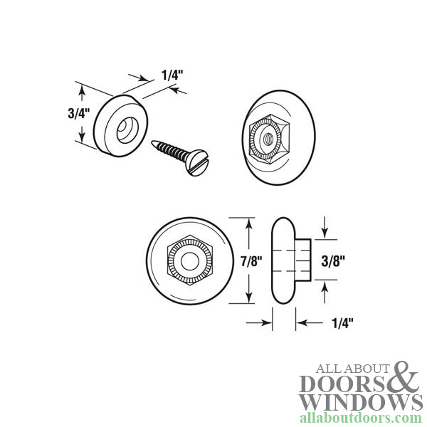 Oval Sliding Shower Door Wheel Rollers and Clear Bumper Set 7/8