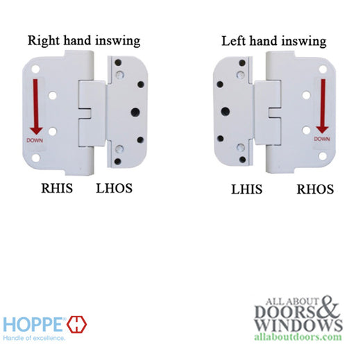 Hoppe F9010, 2009 Set Hinge, RHI / LHO- Pure White - Hoppe F9010, 2009 Set Hinge, RHI / LHO- Pure White