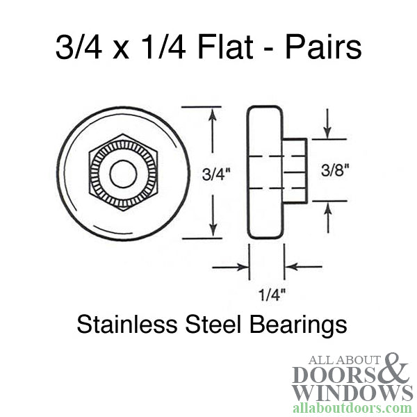 Sliding Shower Door Wheel Rollers and Clear Bumper Set 3/4
