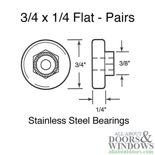 Sliding Shower Door Wheel Rollers and Clear Bumper Set 3/4