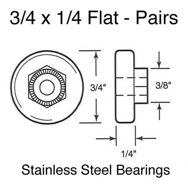 Sliding Shower Door Wheel Rollers and Clear Bumper Set 3/4