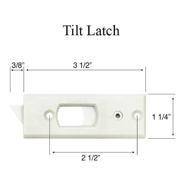 Tilt Latch, Reversible, 2-1/2 Inch Screw Hole Spacing  - White - Tilt Latch, Reversible, 2-1/2 Inch Screw Hole Spacing  - White