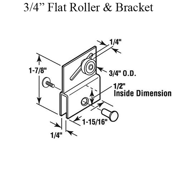 Frameless Shower Door Roller with Bracket 3/4