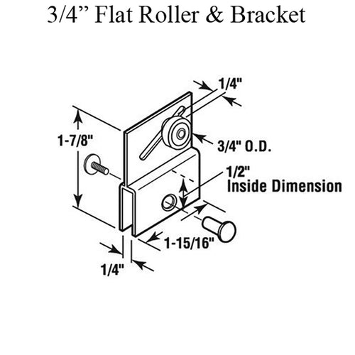 Frameless Shower Door Roller with Bracket 3/4