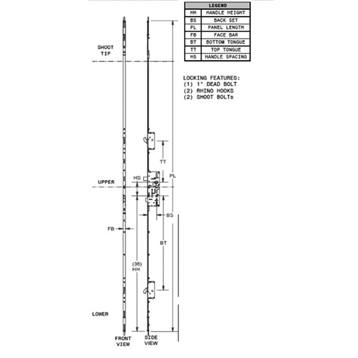 16mm P3000 Passive Upper Assembly 45/92 Shootbolt Upper for Doors 95-108.5