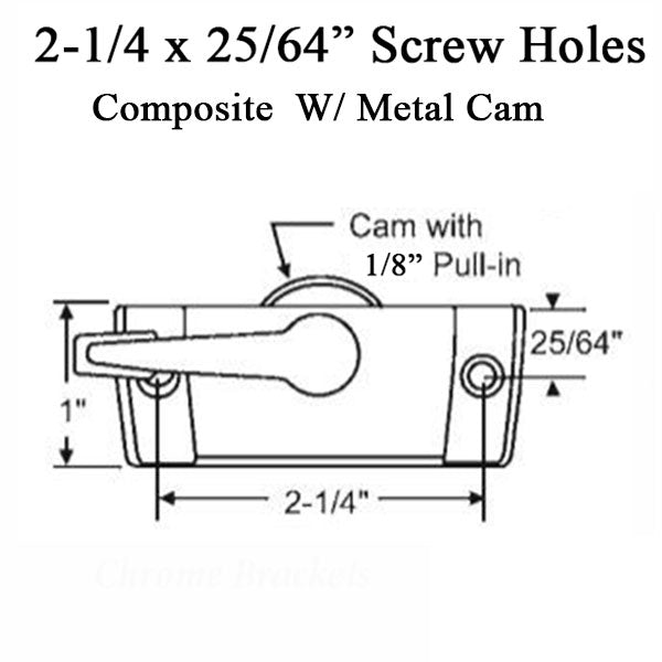Sash Lock / Sweep Latch 2-1/4 x 25/64  screw holes  Composite - Sash Lock / Sweep Latch 2-1/4 x 25/64  screw holes  Composite