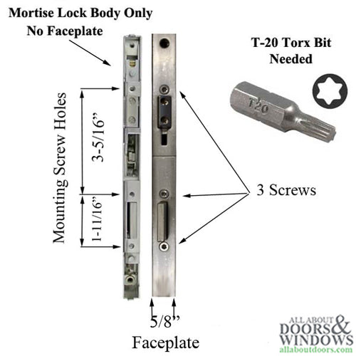 P1000 Active Gearbox, 45/92 Mortise Lock Case Body, Euro Version - P1000 Active Gearbox, 45/92 Mortise Lock Case Body, Euro Version