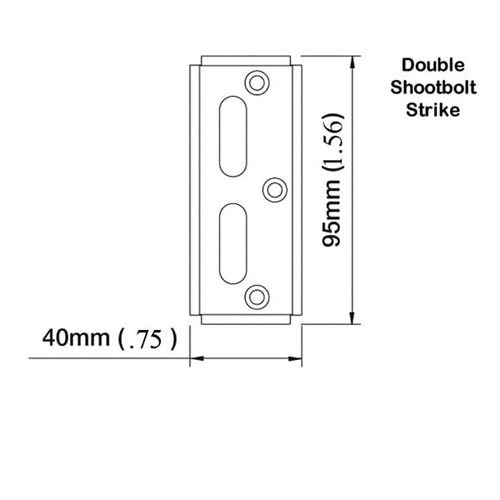 Strike Plate, PS0001N, Double Shootbolt  1.56 x 0.75 -Stainless Steel - Strike Plate, PS0001N, Double Shootbolt  1.56 x 0.75 -Stainless Steel