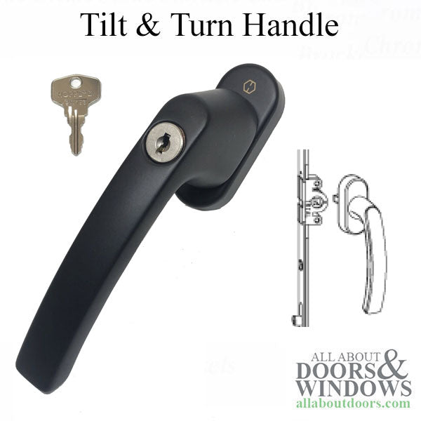 HOPPE Luxembourg Lockable Keyed Handle for Tilt and Turn Windows Matte Black - HOPPE Luxembourg Lockable Keyed Handle for Tilt and Turn Windows Matte Black