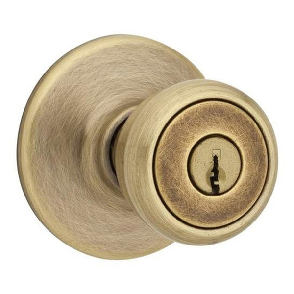 Kwikset Tylo Door Handle Antique Brass Entry Door Knob  with New Chassis with 6AL Latch and RCS Strike - Kwikset Tylo Door Handle Antique Brass Entry Door Knob  with New Chassis with 6AL Latch and RCS Strike