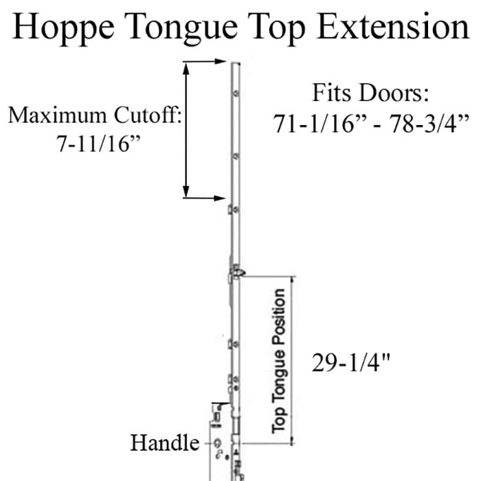 Hoppe 16mm Manual Top Extension, Tongue at 29.25