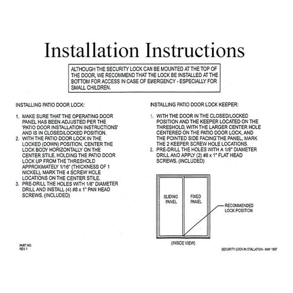Truth Sliding Patio Door Foot Bolt security Lock - Truth Sliding Patio Door Foot Bolt security Lock