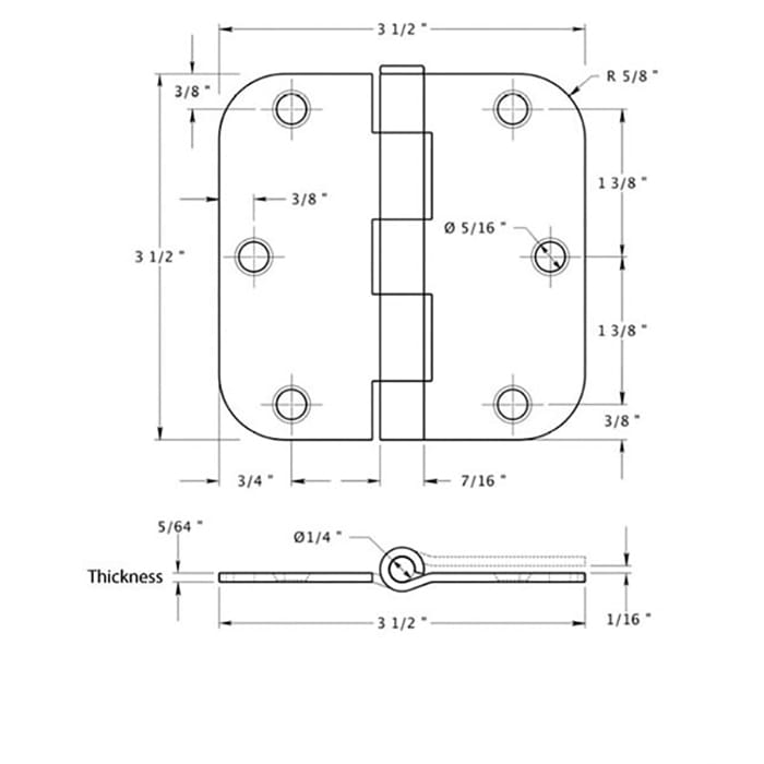 Residential Door Hinge 3.5 x 3.5 x 5/8 Radius Corner, Penrod Emblem - Oil Rubbed Bronze - Residential Door Hinge 3.5 x 3.5 x 5/8 Radius Corner, Penrod Emblem - Oil Rubbed Bronze