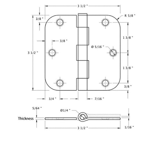 Residential Door Hinge 3.5 x 3.5 x 5/8 Radius Corner, Penrod Emblem - Oil Rubbed Bronze - Residential Door Hinge 3.5 x 3.5 x 5/8 Radius Corner, Penrod Emblem - Oil Rubbed Bronze