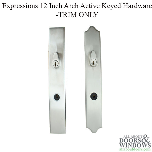 Expressions 12 Inch Arch Active Keyed Hardware- Satin Nickel-TRIM ONLY - Expressions 12 Inch Arch Active Keyed Hardware- Satin Nickel-TRIM ONLY