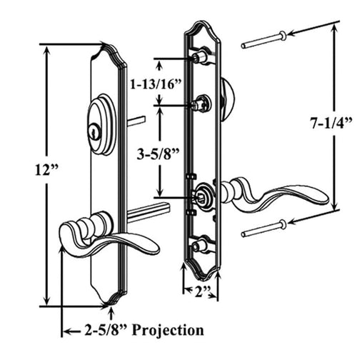 Expressions 12 Inch Arch Active Keyed Hardware- Satin Nickel-TRIM ONLY - Expressions 12 Inch Arch Active Keyed Hardware- Satin Nickel-TRIM ONLY