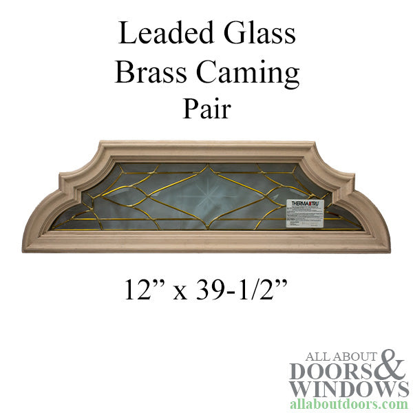 Scrolled Top/ Bottom, Leaded Glass, Brass Caming - L & R Pair - Scrolled Top/ Bottom, Leaded Glass, Brass Caming - L & R Pair