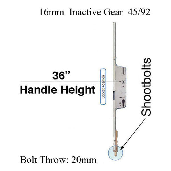 HOPPE Bottom Gear 16mm Inactive Gear 20mm Shootbolt Throw - HOPPE Bottom Gear 16mm Inactive Gear 20mm Shootbolt Throw