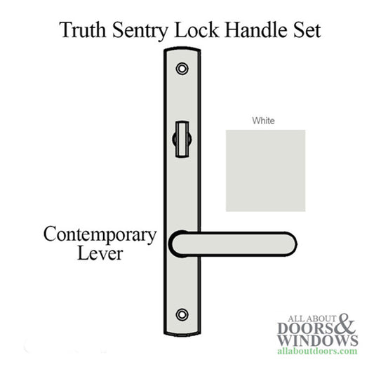 Truth Sentry Lock Handle Set, Contemporary, Painted Over Zinc, White - ACTIVE- BLEMISHED