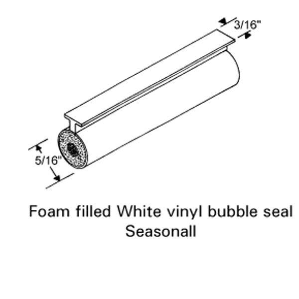 Slide in T-slot  5/16 Bulb, 3/16 Slide On  - White - Slide in T-slot  5/16 Bulb, 3/16 Slide On  - White