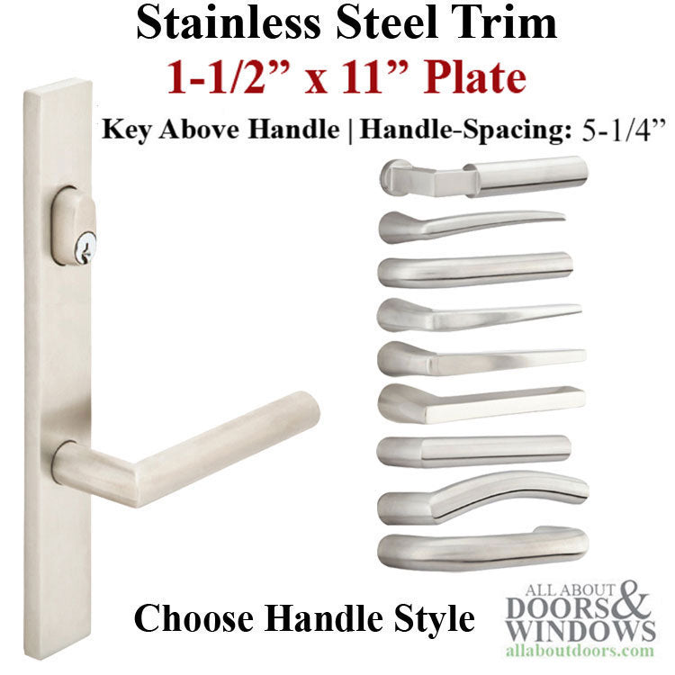 Neuma Multipoint Trim, 1-1/2 x 11 inch, American Cylinder Stainless Steel Handle Set - Neuma Multipoint Trim, 1-1/2 x 11 inch, American Cylinder Stainless Steel Handle Set