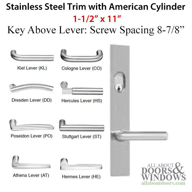 Neuma Multipoint Trim, 1-1/2 x 11 inch, American Cylinder Stainless Steel Handle Set - Neuma Multipoint Trim, 1-1/2 x 11 inch, American Cylinder Stainless Steel Handle Set