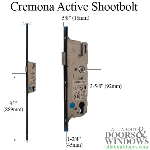 Cremona 45/92 Active Shootbolt, 3 Point lock,  G-U - Black - Cremona 45/92 Active Shootbolt, 3 Point lock,  G-U - Black