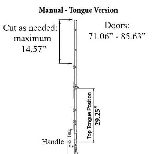 Hoppe 16mm Manual Top Extension, Tongue at 29.25