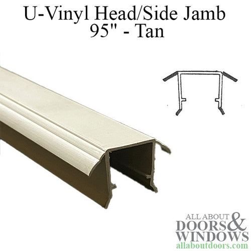 U-Vinyl Weatherstrip for Parting Stop, Head/Side Jamb, 95