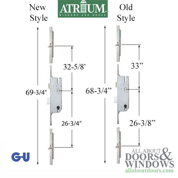 Atrium MP Lock, GU Tripact Europa 45/92 Active 3-Pt Multipoint Lock, Tongue Version - Atrium MP Lock, GU Tripact Europa 45/92 Active 3-Pt Multipoint Lock, Tongue Version