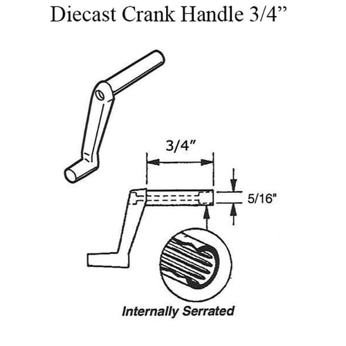 Crank Handle for Jalousie or Louvre Windows 3/4