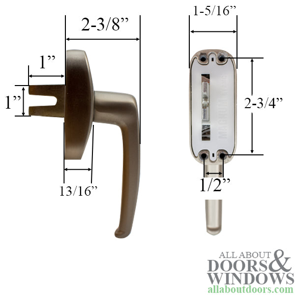 Multipoint Tilt Turn Casement Window Fork Handle, Non-keyed - Multipoint Tilt Turn Casement Window Fork Handle, Non-keyed