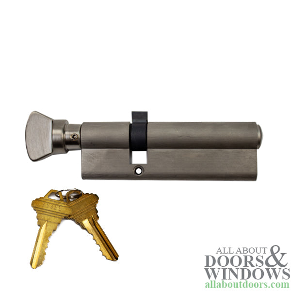 31.5mm/65.5mm Hoppe Single Cylinder with V-Knob Thumb-turn - Satin Nickel Finish - 31.5mm/65.5mm Hoppe Single Cylinder with V-Knob Thumb-turn - Satin Nickel Finish