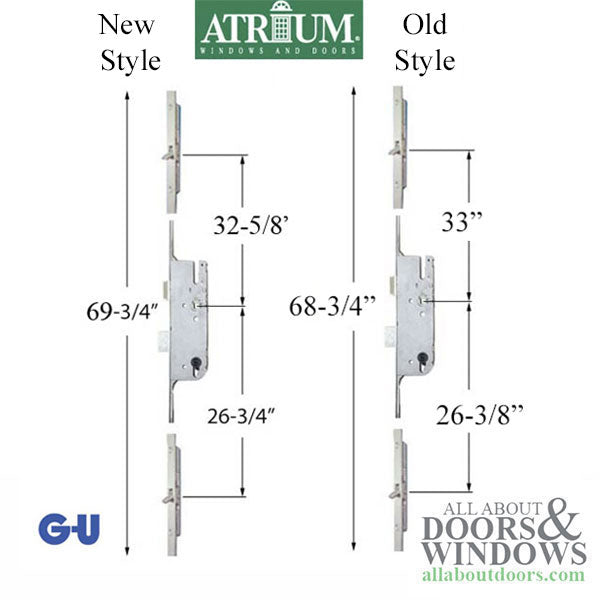 G-U Atrium 45/92 Tongue Version Multipoint Lock Replacement Kit for Old Style G-U Tripact Lock - G-U Atrium 45/92 Tongue Version Multipoint Lock Replacement Kit for Old Style G-U Tripact Lock