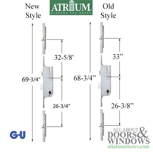 G-U Atrium 45/92 Tongue Version Multipoint Lock Replacement Kit for Old Style G-U Tripact Lock - G-U Atrium 45/92 Tongue Version Multipoint Lock Replacement Kit for Old Style G-U Tripact Lock