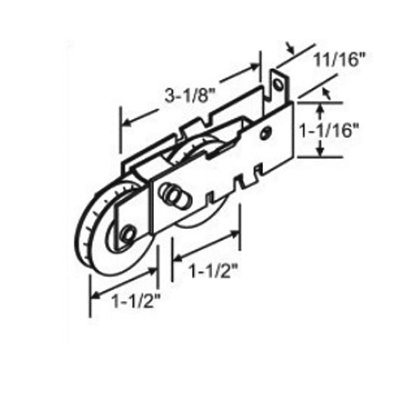 Sliding Patio Door Two Wheel Roller Steel Housing 1.5 Inch Steel Wheel - Sliding Patio Door Two Wheel Roller Steel Housing 1.5 Inch Steel Wheel