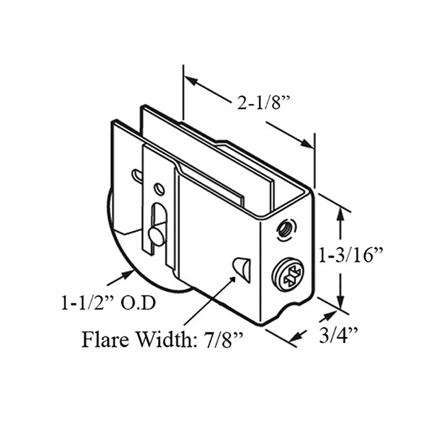 Sliding Patio Door Roller with Adjustable Steel Housing 1.5 Inch Steel Wheel Diameter - Sliding Patio Door Roller with Adjustable Steel Housing 1.5 Inch Steel Wheel Diameter